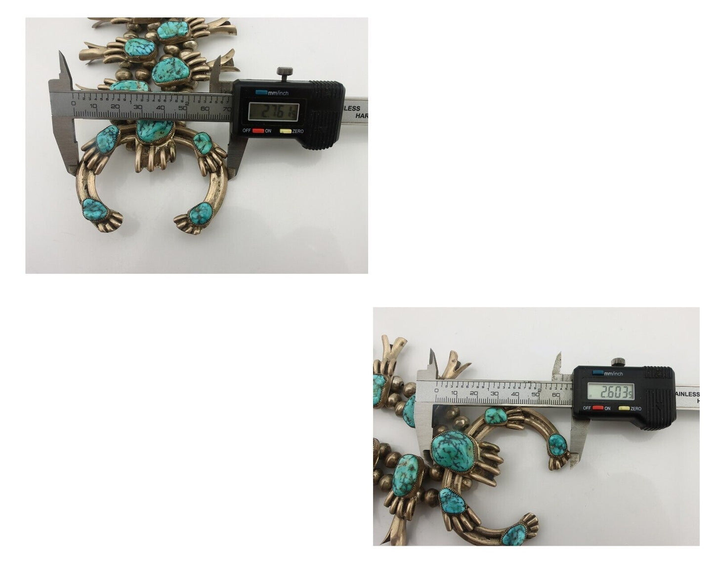 Navajo Squash Necklace 925 Silver Sleeping B Turquoise Native Handmade C.1970's