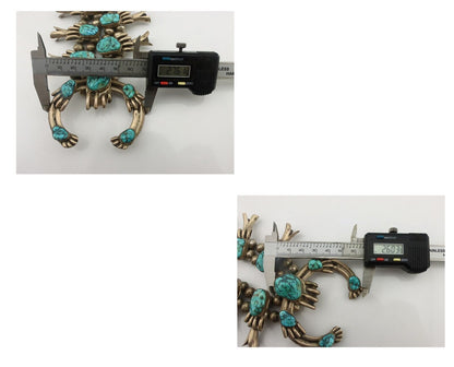 Navajo Squash Necklace 925 Silver Sleeping B Turquoise Native Handmade C.1970's