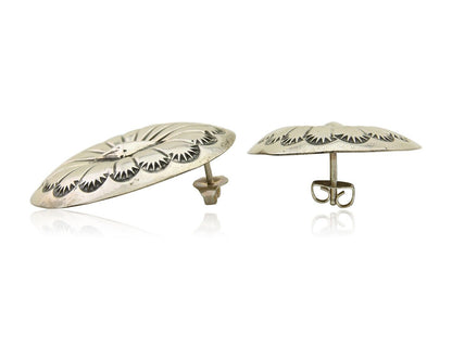 Navajo Concho Earrings 925 Silver Native American Artist C.80's