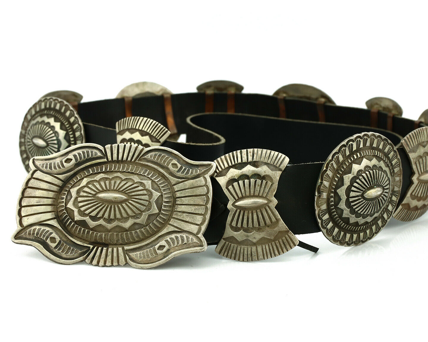 Navajo Concho Belt .925 Silver Handmade Native American C.80's