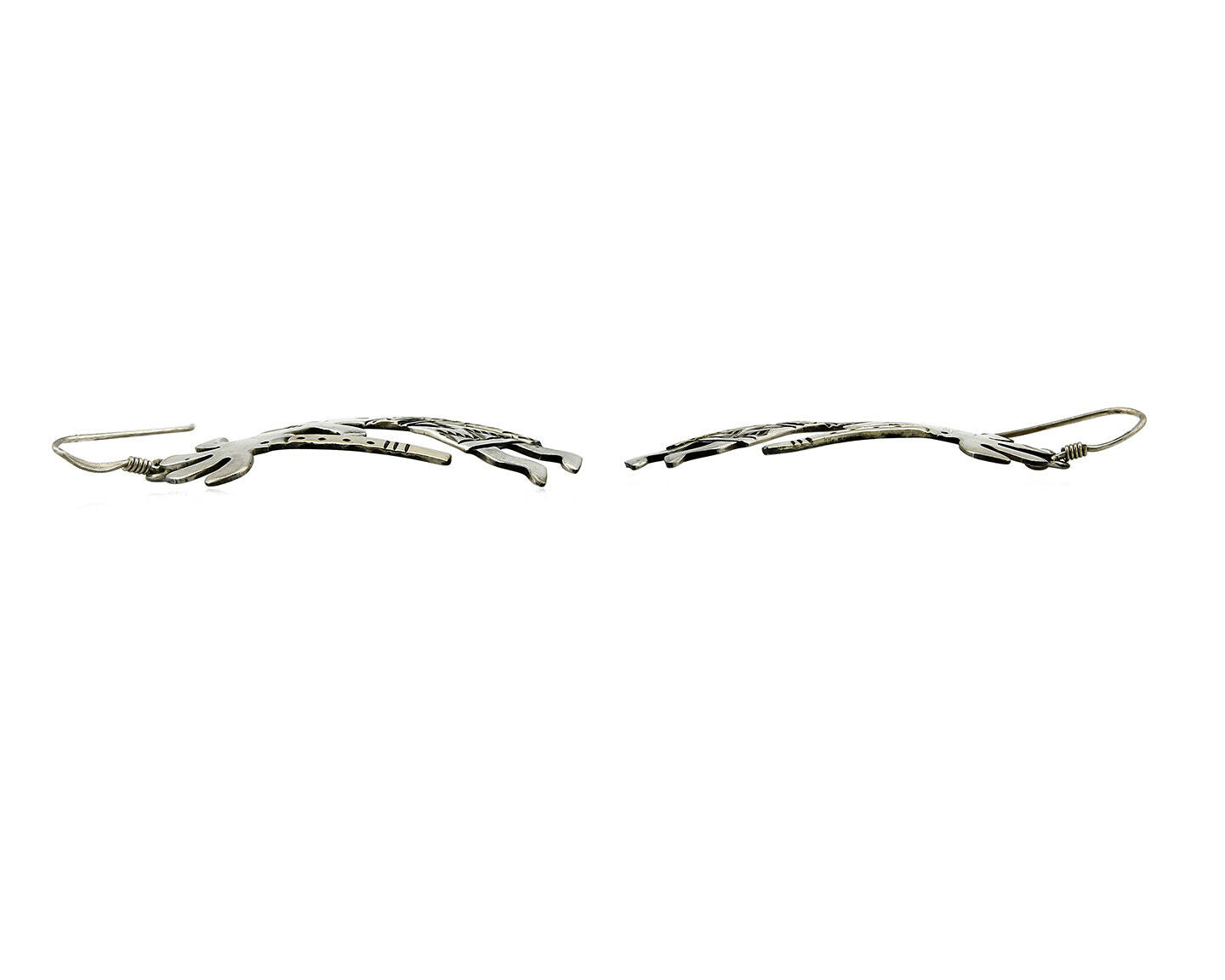 Navajo Dangle Earrings .925 Silver & 14k Solid Yellow Gold Kokopelli Signed RT