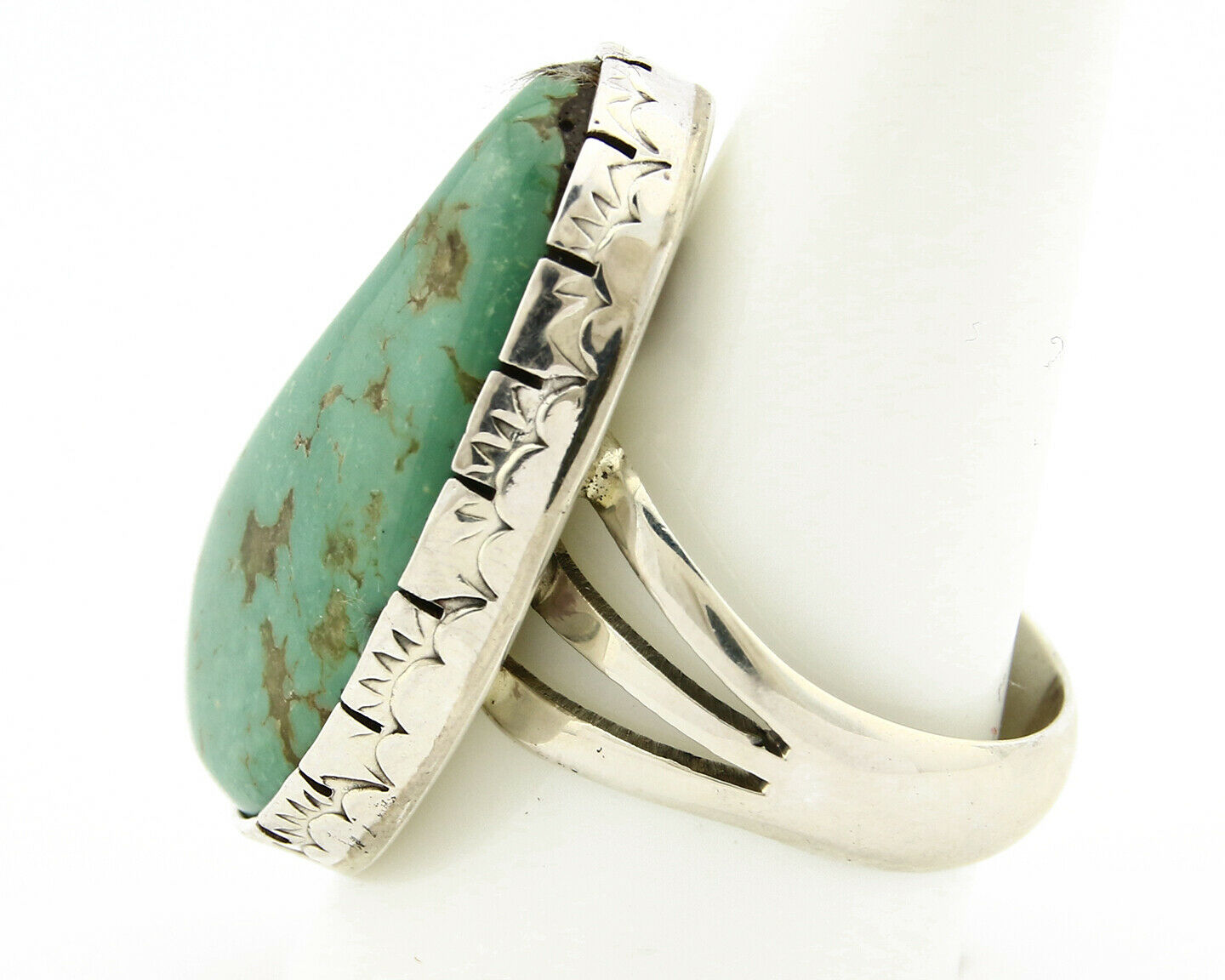 Navajo Turquoise Ring .925 Silver Handmade Signed Wayne Etsitty C.80's