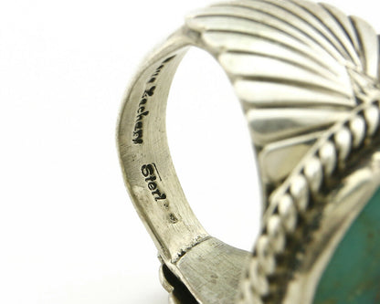 Navajo Royston Turquoise Ring .925 Silver Artist Doug Zachary C.80's Size 11.25