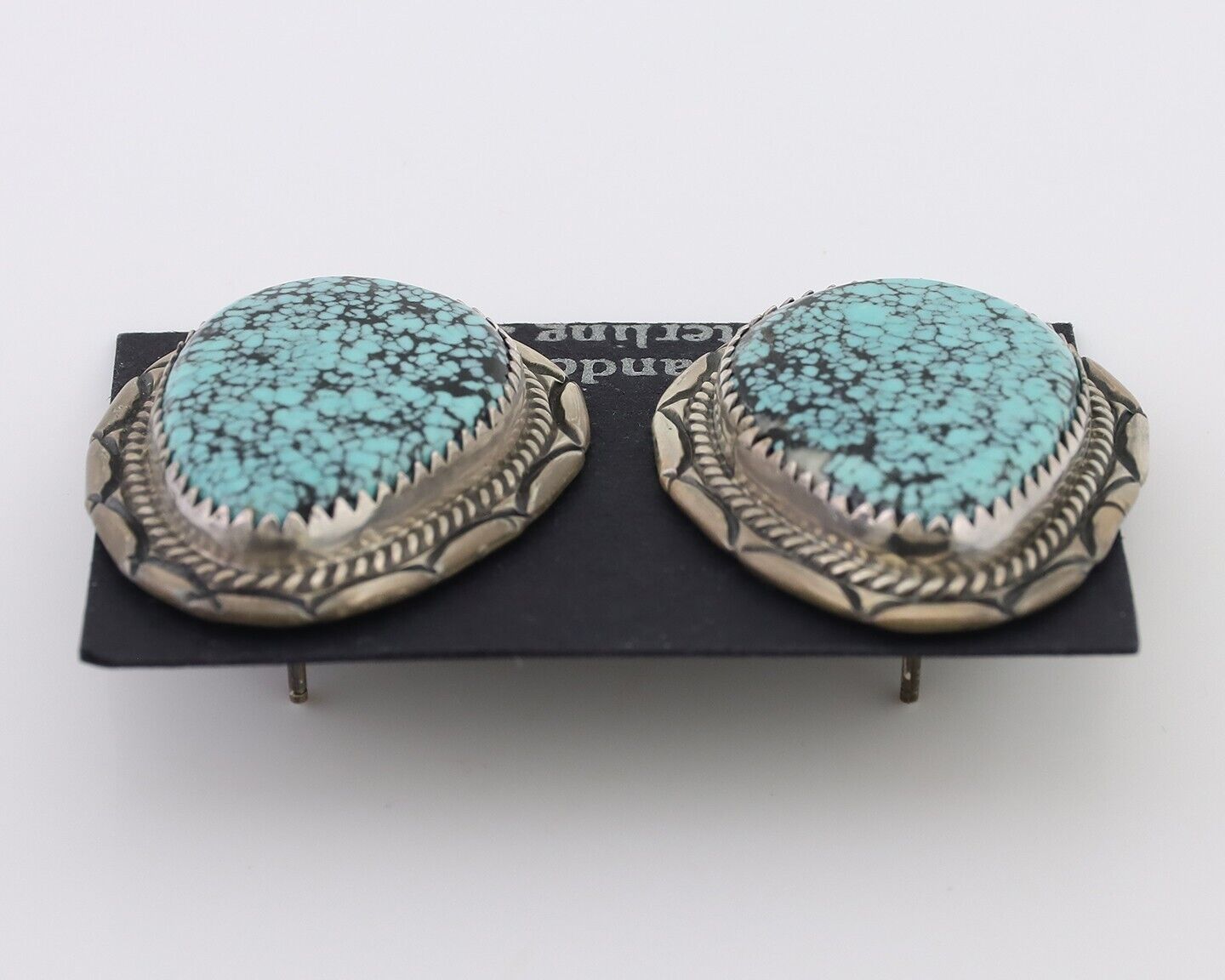 Navajo Dangle Earrings 925 Silver Mine 8 Turquoise Artist Signed Begay C.80's