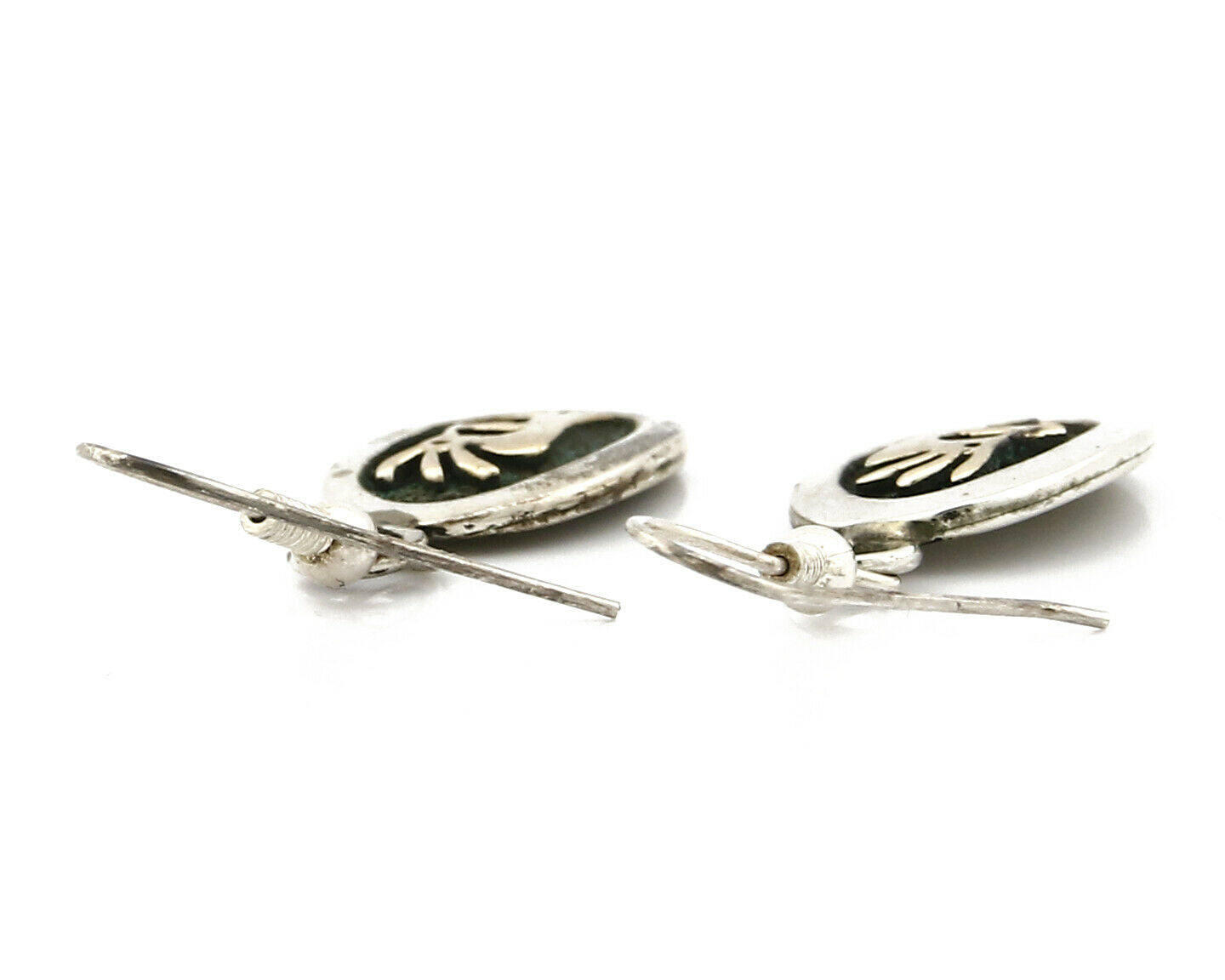 Navajo Dangle Earrings 925 Silver & 14k Solid Gold MM Rogers & NJ C.80's