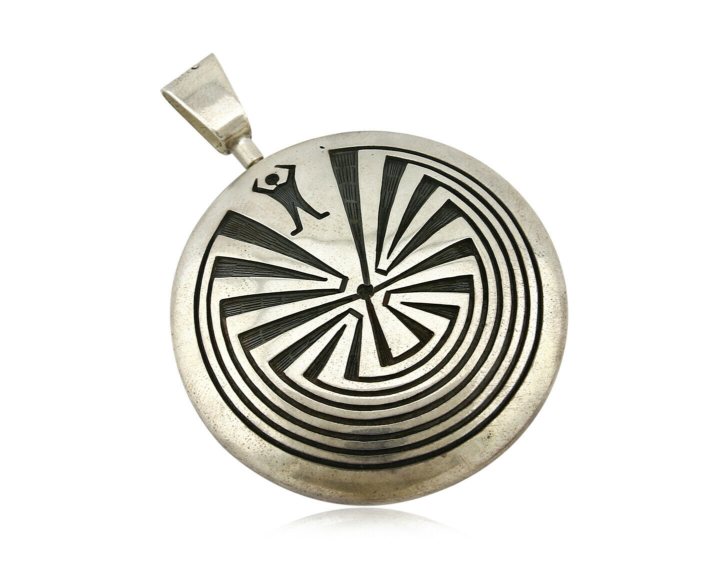 Navajo Spinner Pictograph Spinner Signed Artist CW .925 SOLID Silver Circa 80's