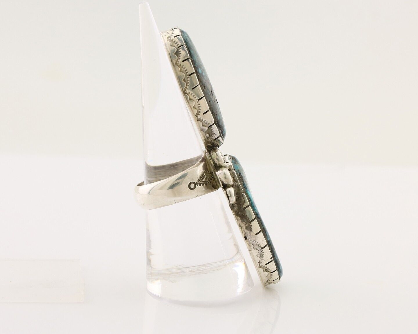Navajo Handmade Ring 925 Silver Spiderweb Tuquoise Artist Signed MT C.80's
