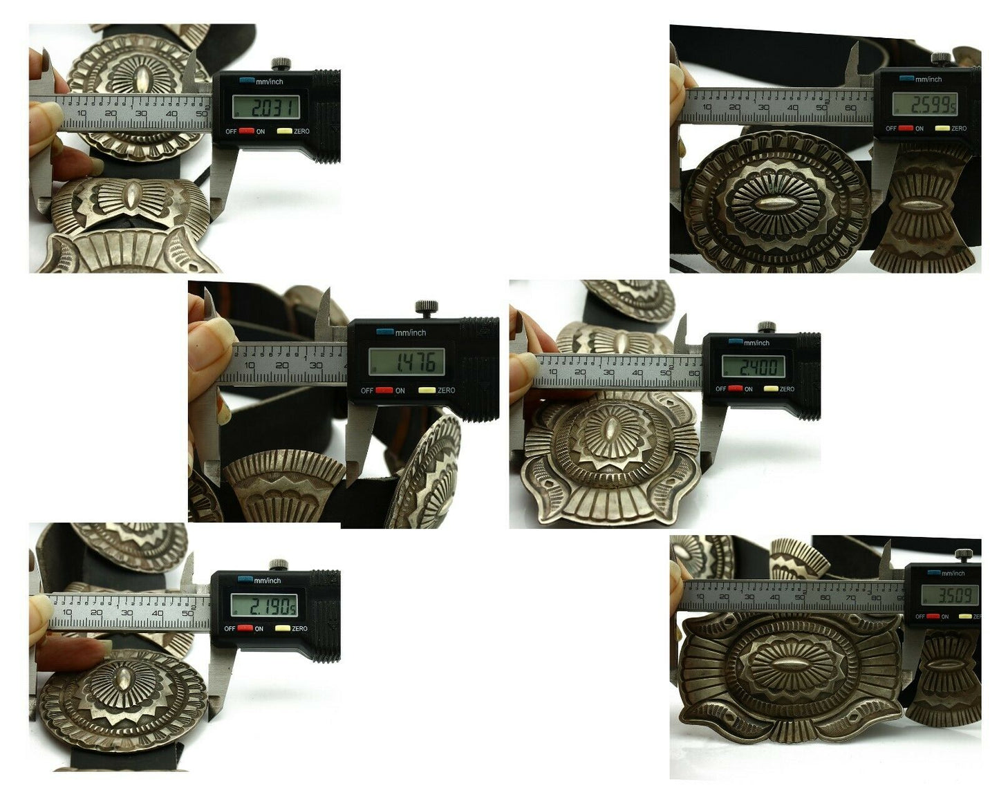 Navajo Concho Belt .925 Silver Handmade Native American C.80's