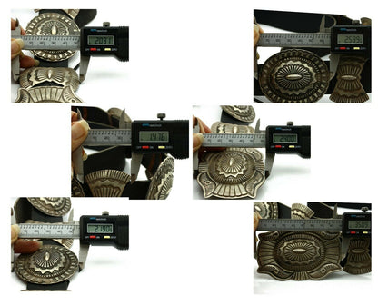 Navajo Concho Belt .925 Silver Handmade Native American C.80's