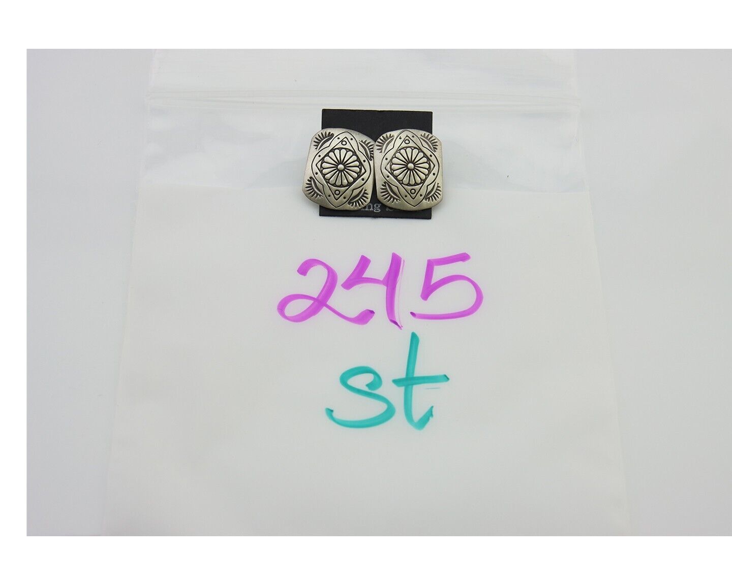 Navajo Concho Earrings 925 Silver Native American Artist C.80's