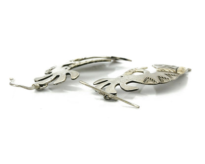 Navajo Dangle Earrings .925 Silver & 14k Solid Yellow Gold Kokopelli Signed RT