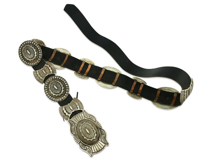 Navajo Concho Belt .925 Silver Handmade Native American C.80's