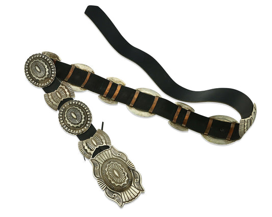 Navajo Concho Belt .925 Silver Handmade Native American C.80's
