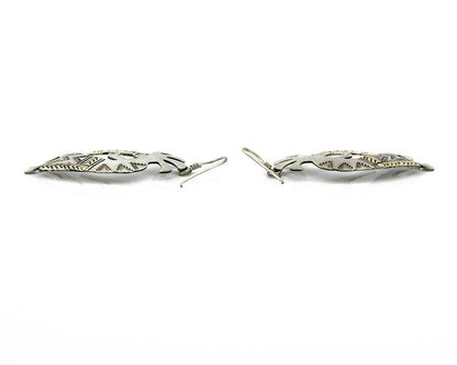 Navajo Dangle Earrings .925 Silver & 14k Solid Yellow Gold Kokopelli Signed RT