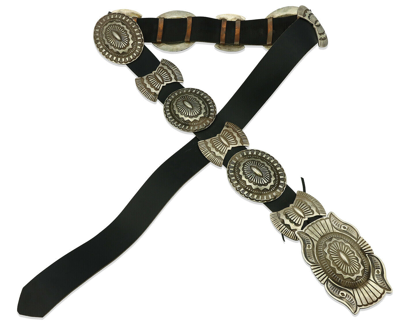 Navajo Concho Belt .925 Silver Handmade Native American C.80's