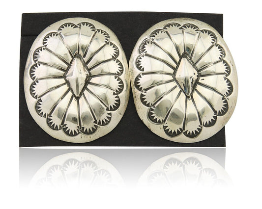 Navajo Concho Earrings 925 Silver Native American Artist C.80's