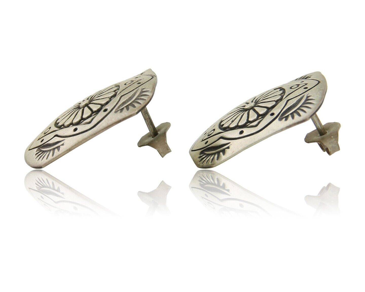 Navajo Concho Earrings 925 Silver Native American Artist C.80's