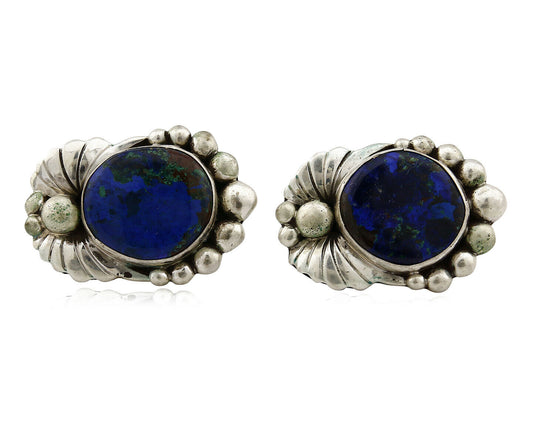 Women's Navajo Azurite Earrings .925 Silver Signed Billie Eagle C.80's