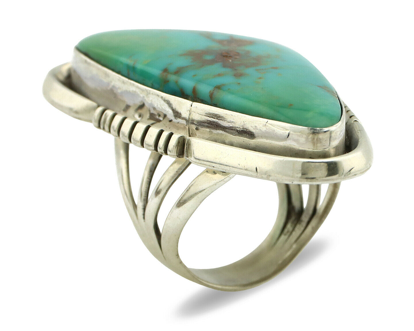 Navajo Ring .925 Silver Kingman Turquoise Signed Doug Zachary C.80's