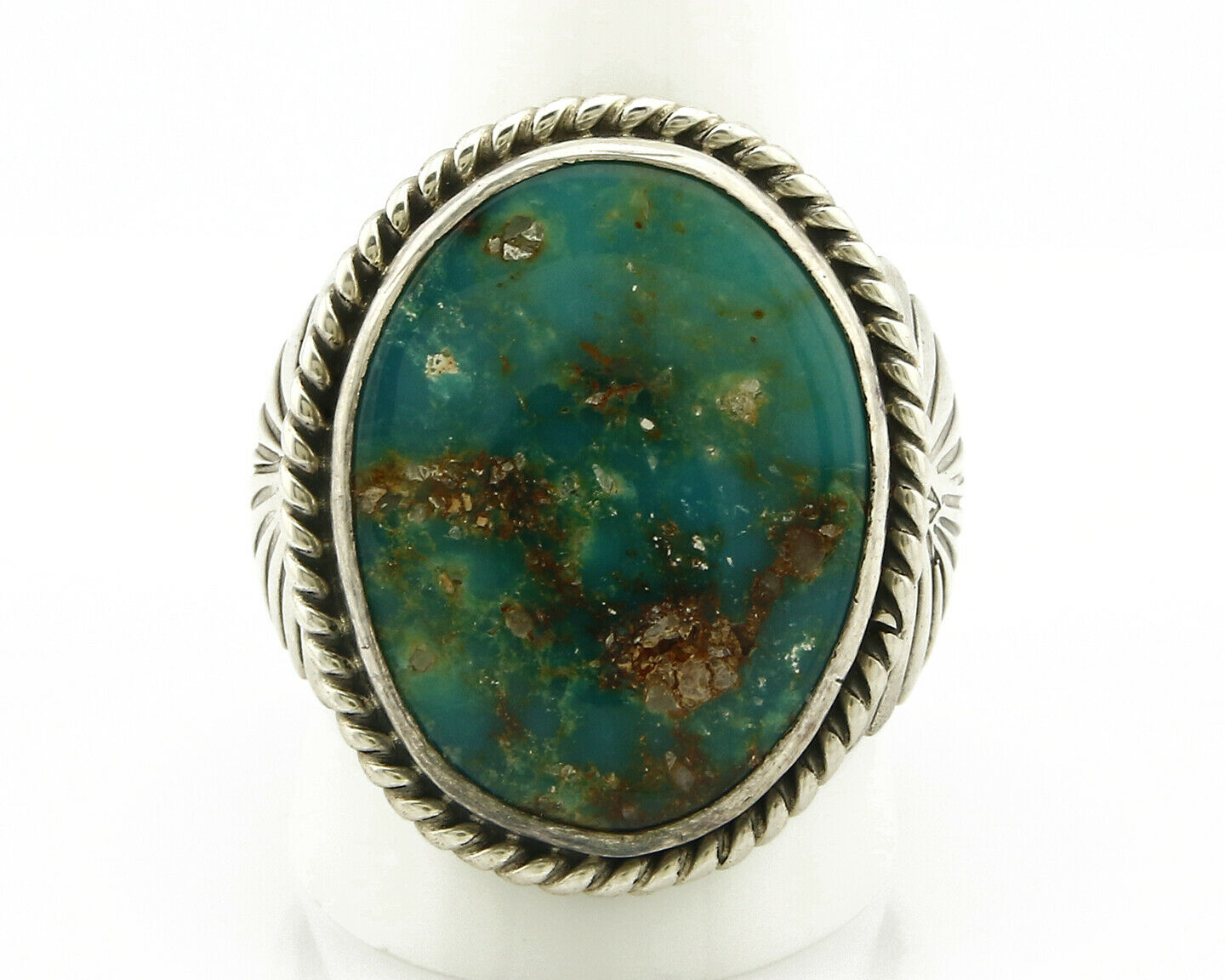 Navajo Royston Turquoise Ring .925 Silver Artist Doug Zachary C.80's Size 11.25