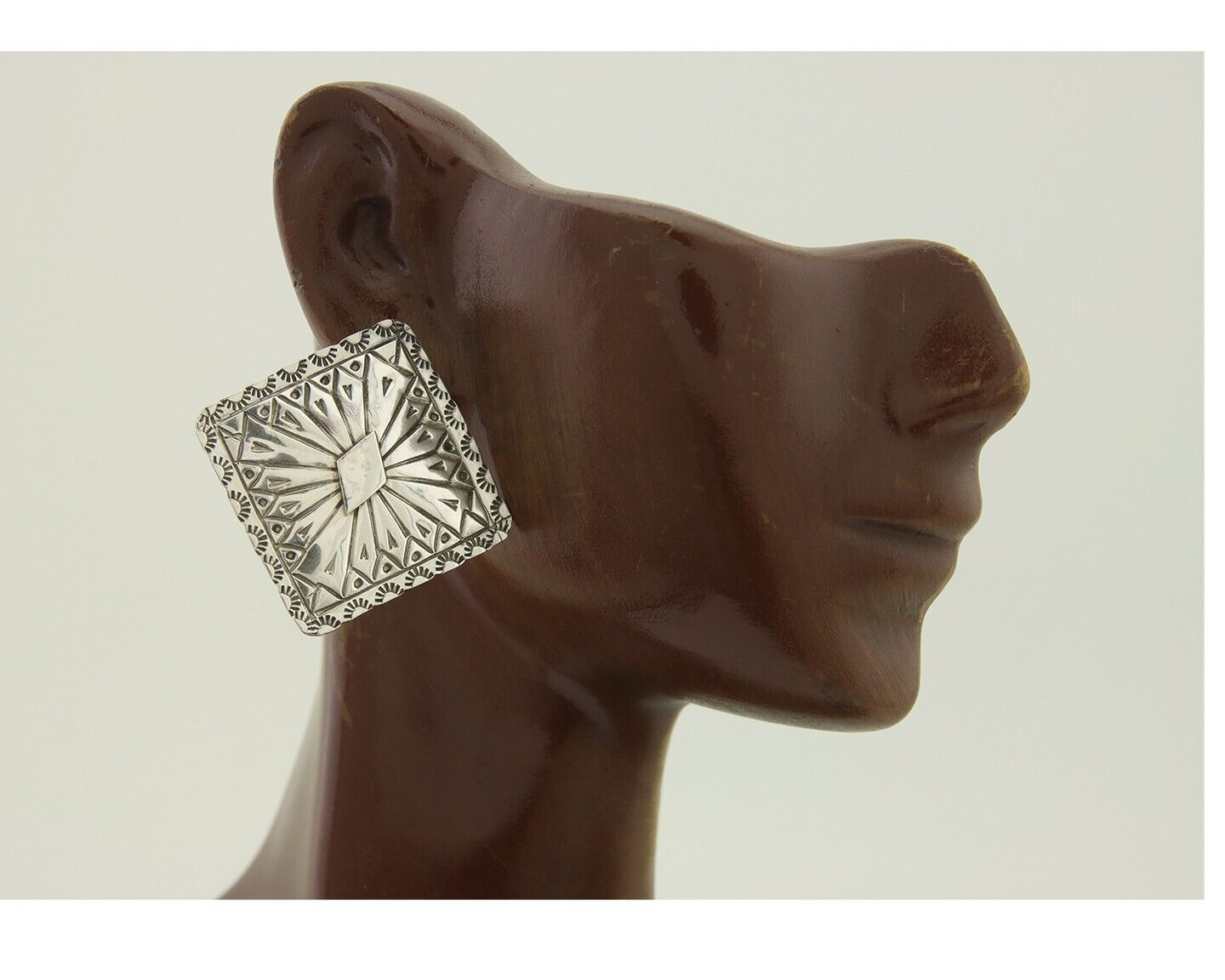 Navajo Concho Earrings 925 Silver Native American Artist C.80's