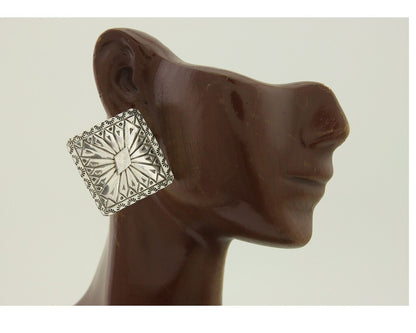 Navajo Concho Earrings 925 Silver Native American Artist C.80's