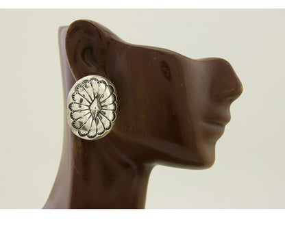 Navajo Concho Earrings 925 Silver Native American Artist C.80's