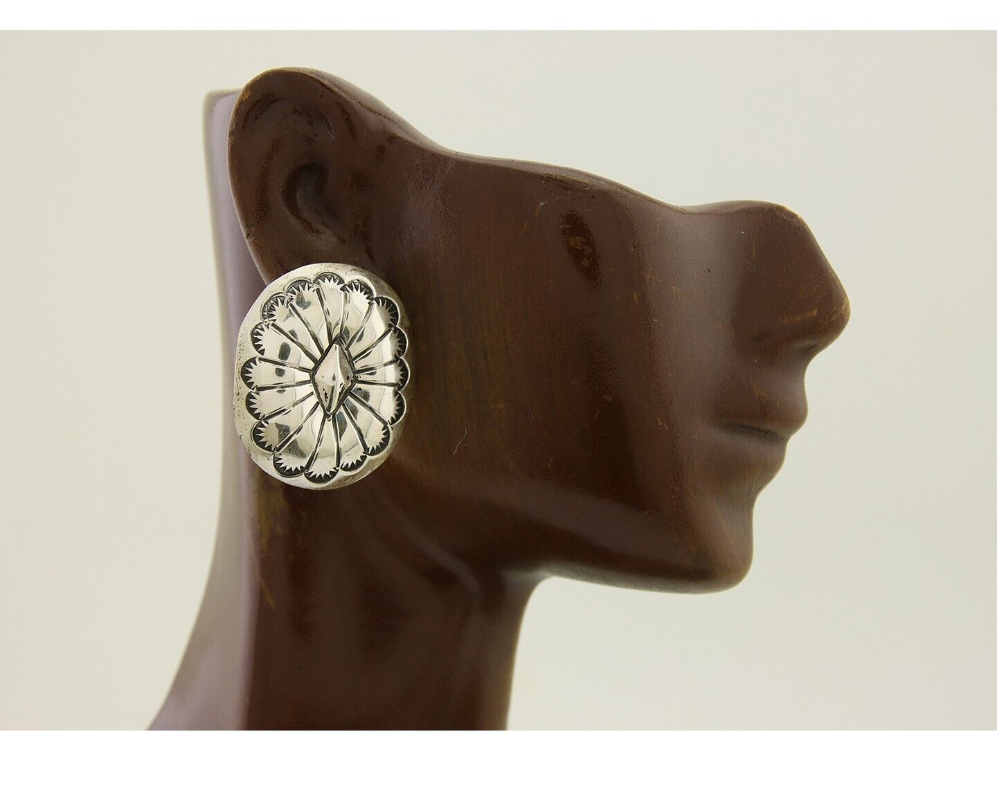 Navajo Concho Earrings 925 Silver Native American Artist C.80's