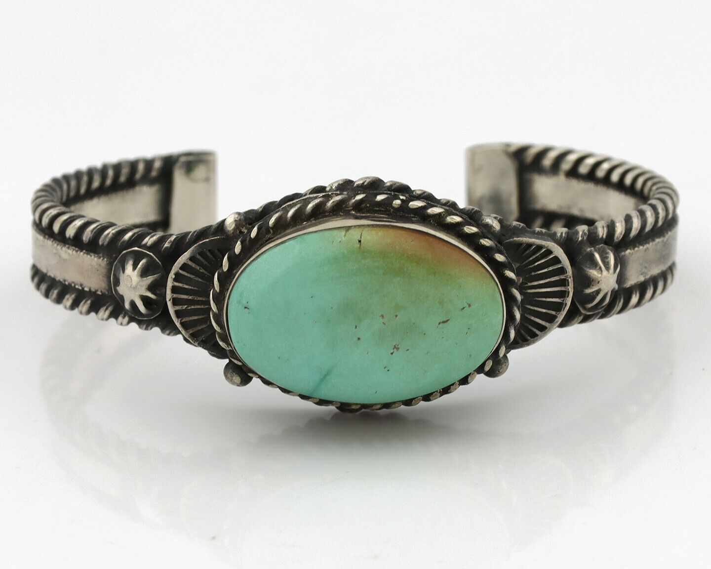 Navajo Bracelet .925 Silver Royston Turquoise Artist Signed JB C.80's