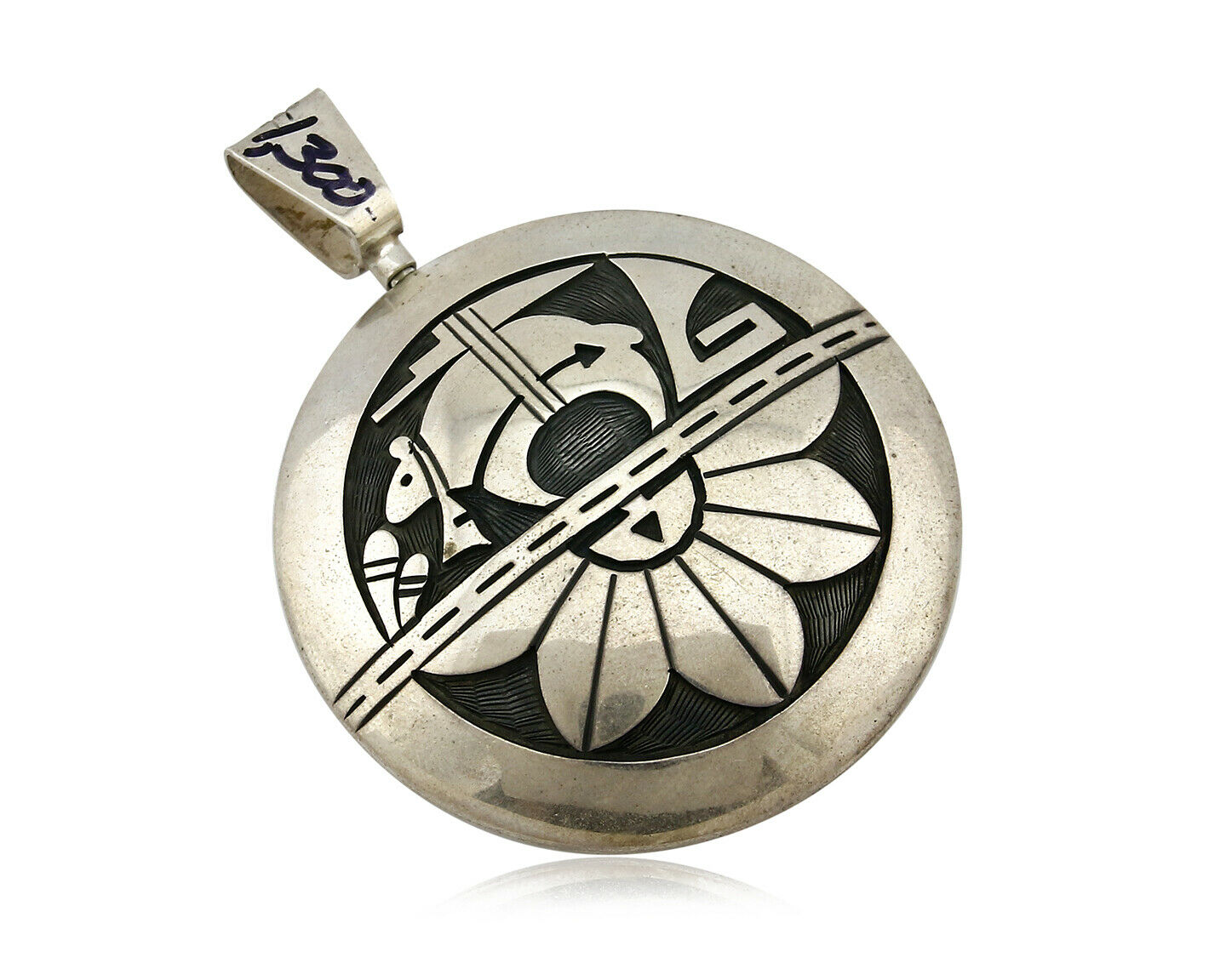Navajo Spinner Pictograph Spinner Signed Artist TT .925 SOLID Silver Circa 80's