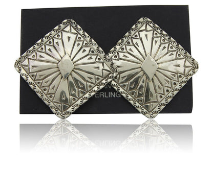 Navajo Concho Earrings 925 Silver Native American Artist C.80's