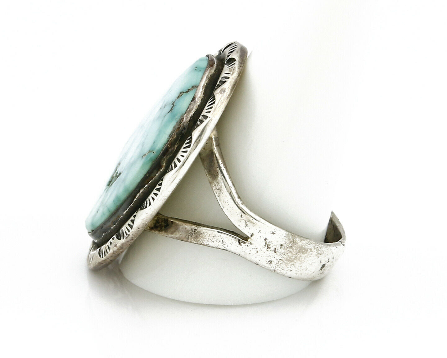 Navajo Turquoise Ring .925 Silver Natural Kingman Turquoise Handmade C.70's