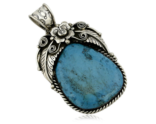 Women's Navajo Turquoise Pendant LARGE Handmade Signed GOMEZ