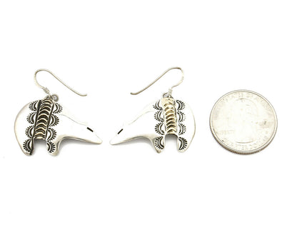 Navajo Dangle Earrings 925 Silver & 14k Solid Gold Spirit Bear Artist RT