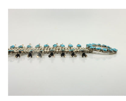 Navajo Squash Necklace 925 Silver Sleeping B Turquoise Signed J Johnson C.80's