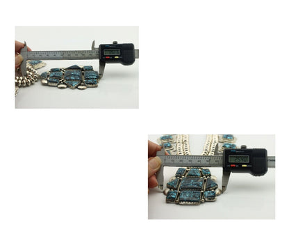 Navajo Necklace 925 Silver Lone Mtn Turquoise Signed Rose Abeyta C.80's