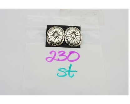 Navajo Concho Earrings 925 Silver Native American Artist C.80's
