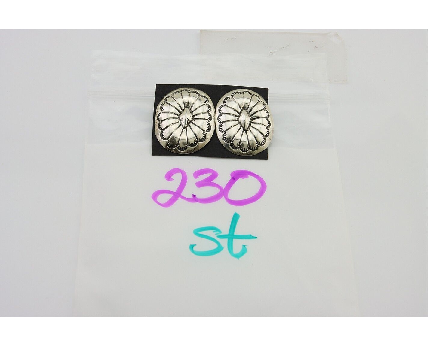 Navajo Concho Earrings 925 Silver Native American Artist C.80's