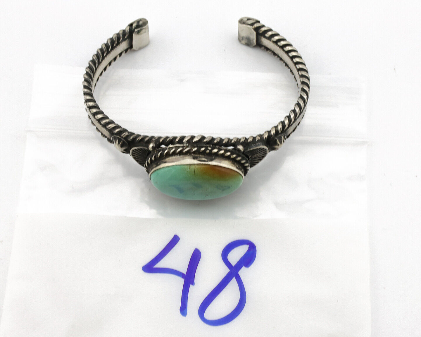 Navajo Bracelet .925 Silver Royston Turquoise Artist Signed JB C.80's