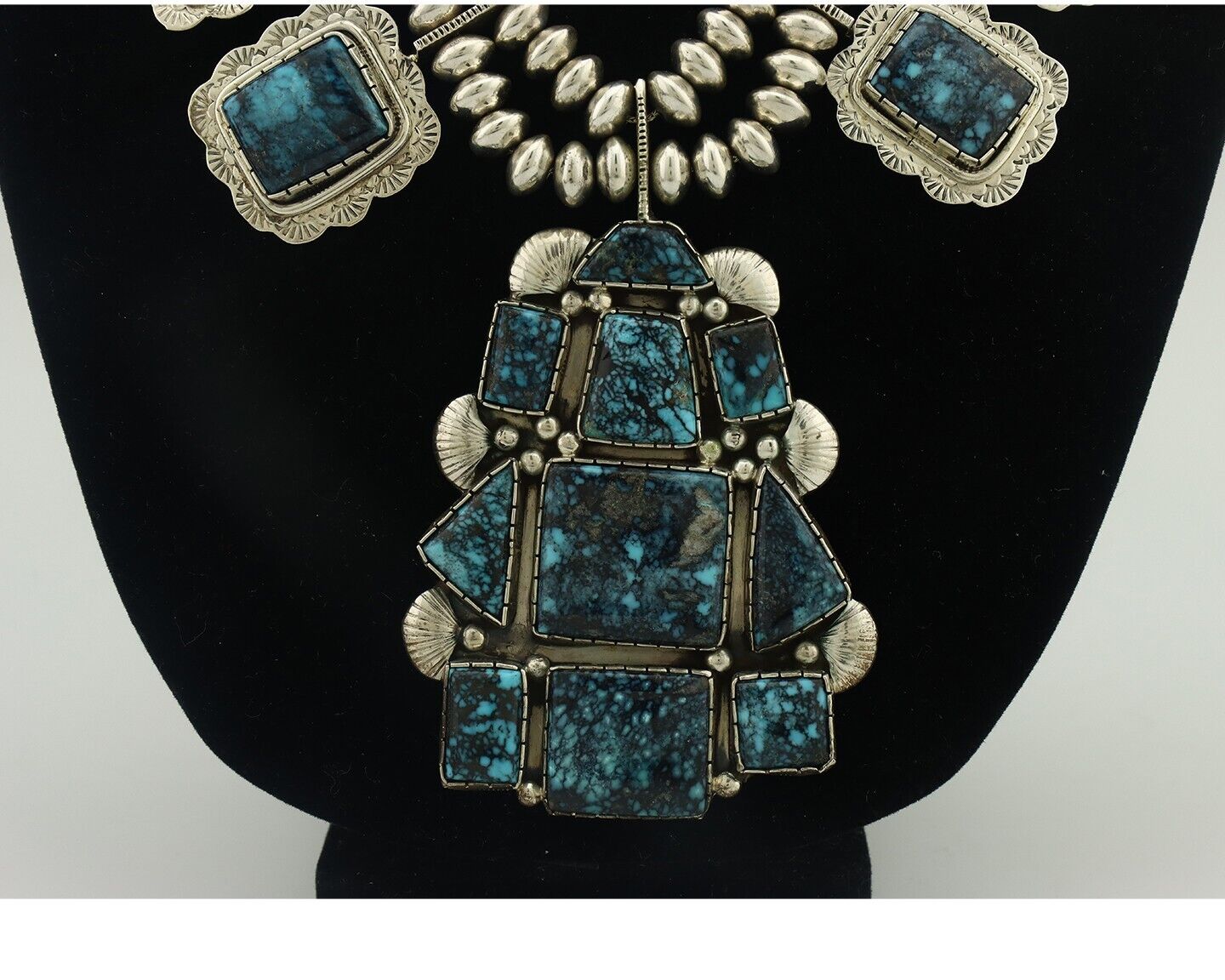 Navajo Necklace 925 Silver Lone Mtn Turquoise Signed Rose Abeyta C.80's
