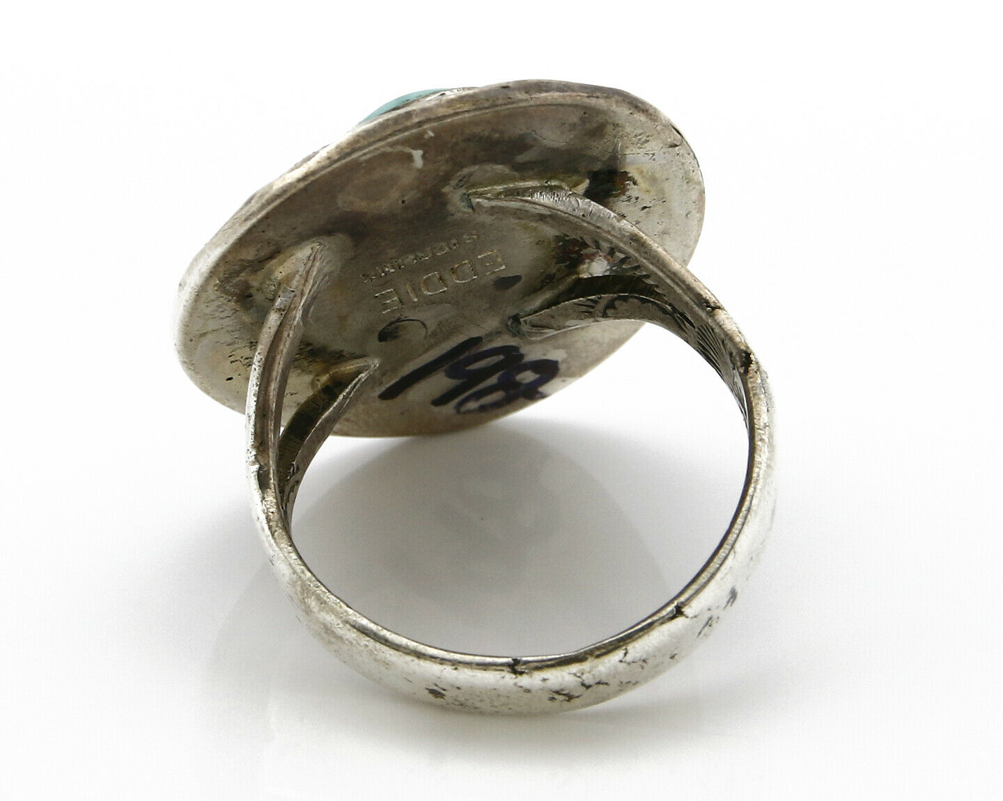 Navajo Turquoise Ring .925 Silver Natural Kingman Turquoise Handmade C.70's