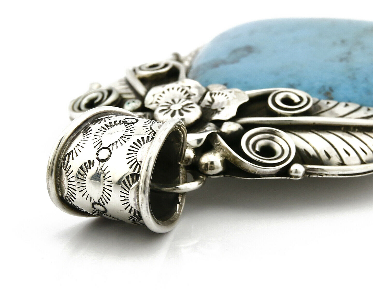 Women's Navajo Turquoise Pendant LARGE Handmade Signed GOMEZ