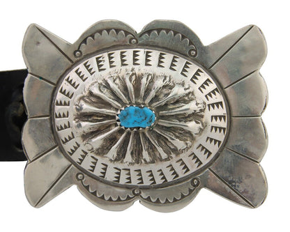 Navajo Concho Belt Turquoise 925 Silver Signed Fredrick Chavez