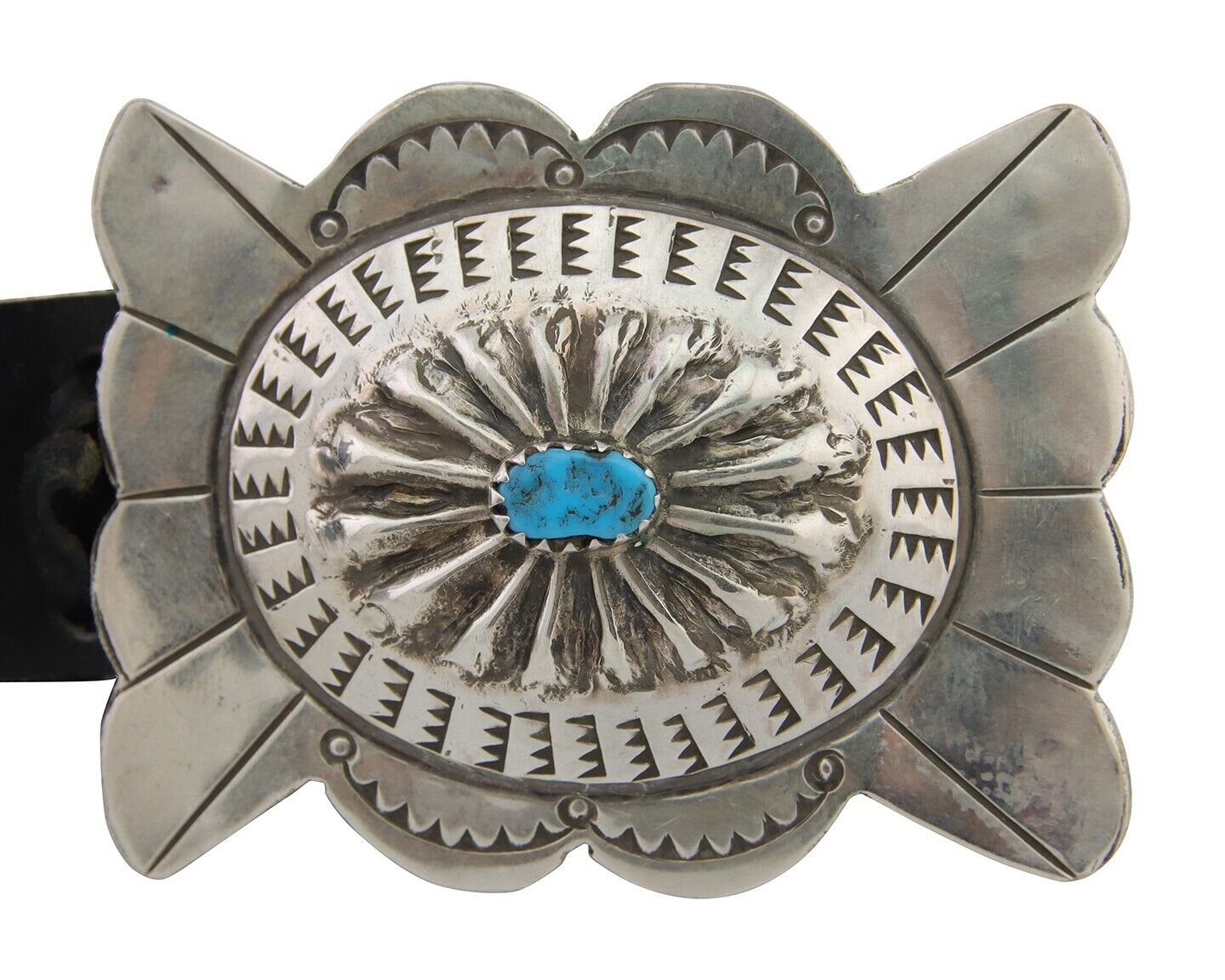 Navajo Concho Belt Turquoise 925 Silver Signed Fredrick Chavez