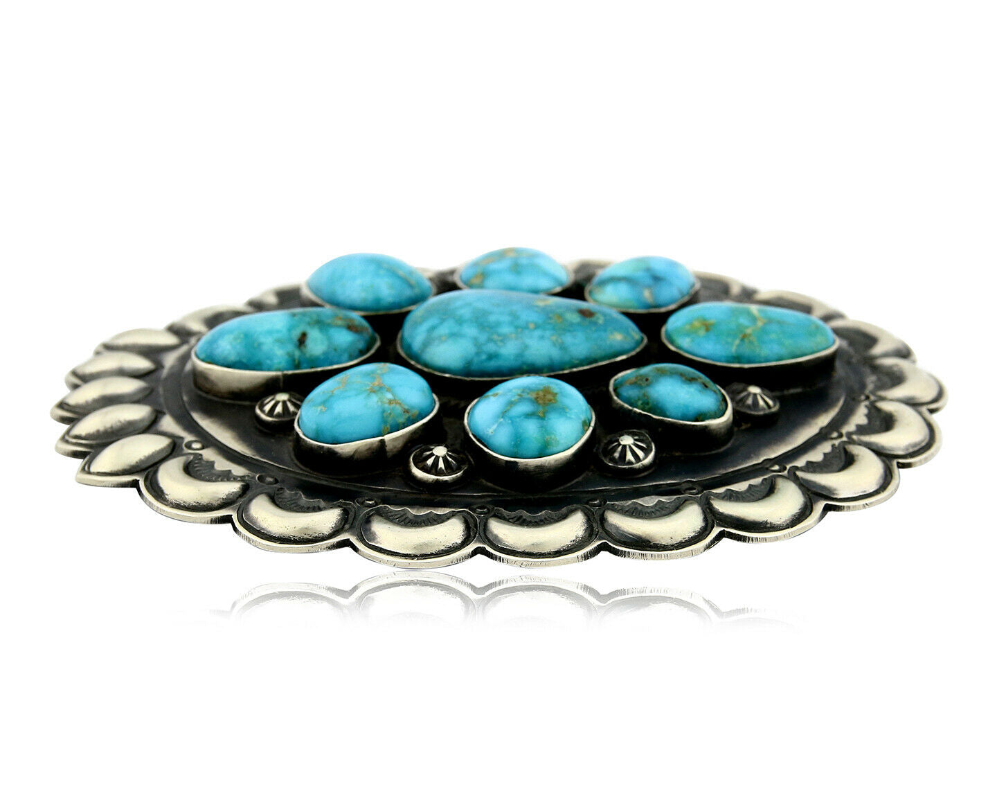 Navajo Morenci Turquoise Pendant .925 Silver Artist Paul J Begay C.80's