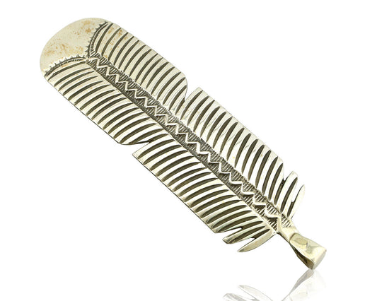 Navajo Hair Clip Barrette 925 Silver Hand Stamped Native Artist Signed BD C.80's