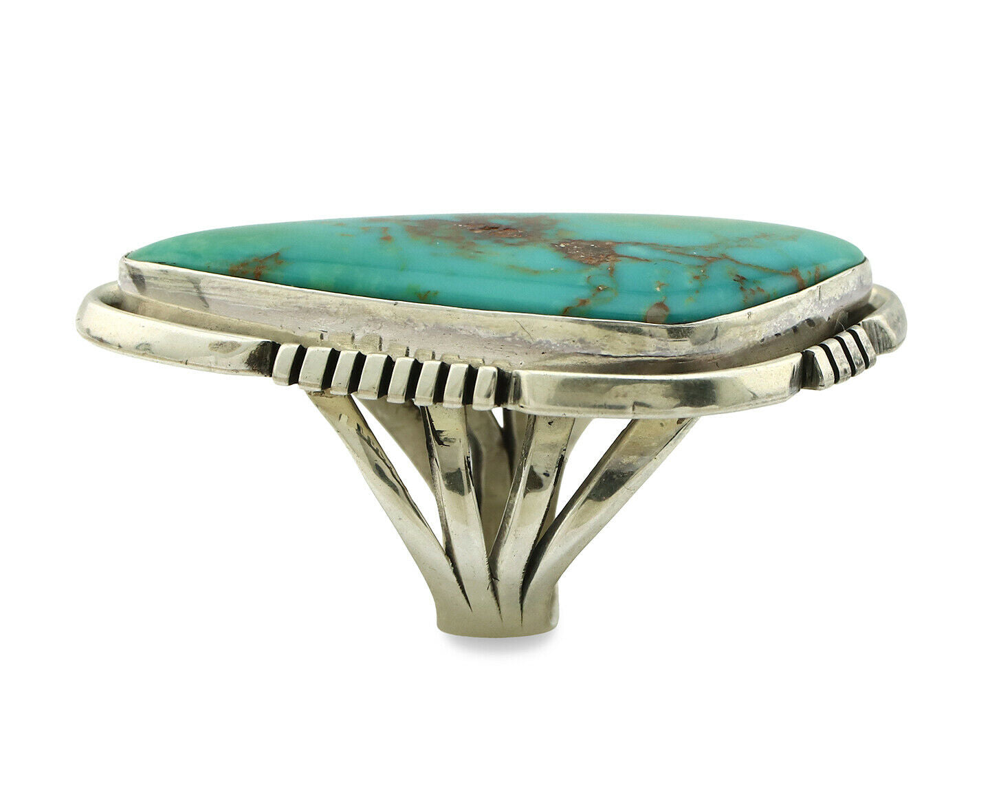 Navajo Ring .925 Silver Kingman Turquoise Signed Doug Zachary C.80's