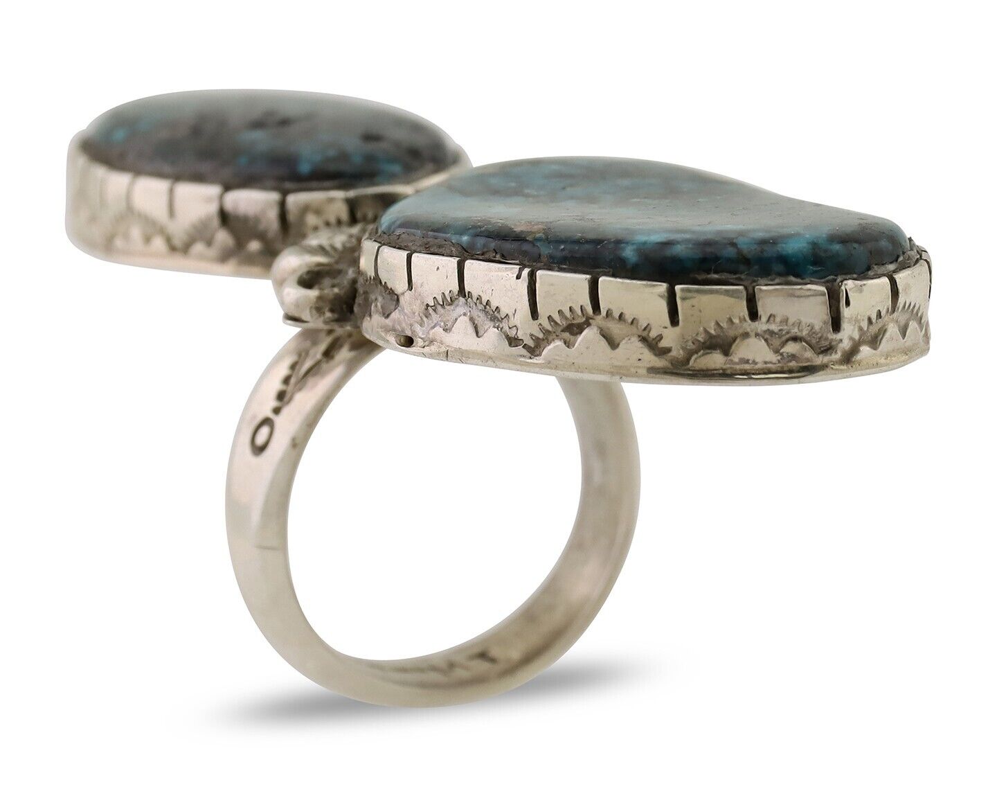 Navajo Handmade Ring 925 Silver Spiderweb Tuquoise Artist Signed MT C.80's