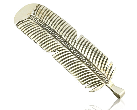 Navajo Hair Clip Barrette 925 Silver Hand Stamped Native Artist Signed BD C.80's