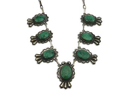 Navajo 7 Stone Green Turquoise Necklace by PJ Begay